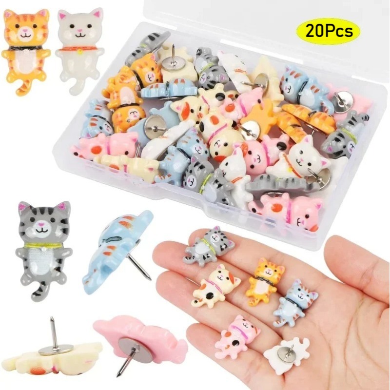 Office Furniture Online - 20Pcs Cute Resin Cat Push Pins