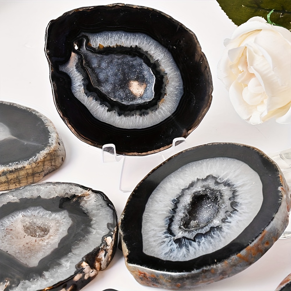 Office Furniture Equipment - 1pc Natural Black Agate Geode Slice