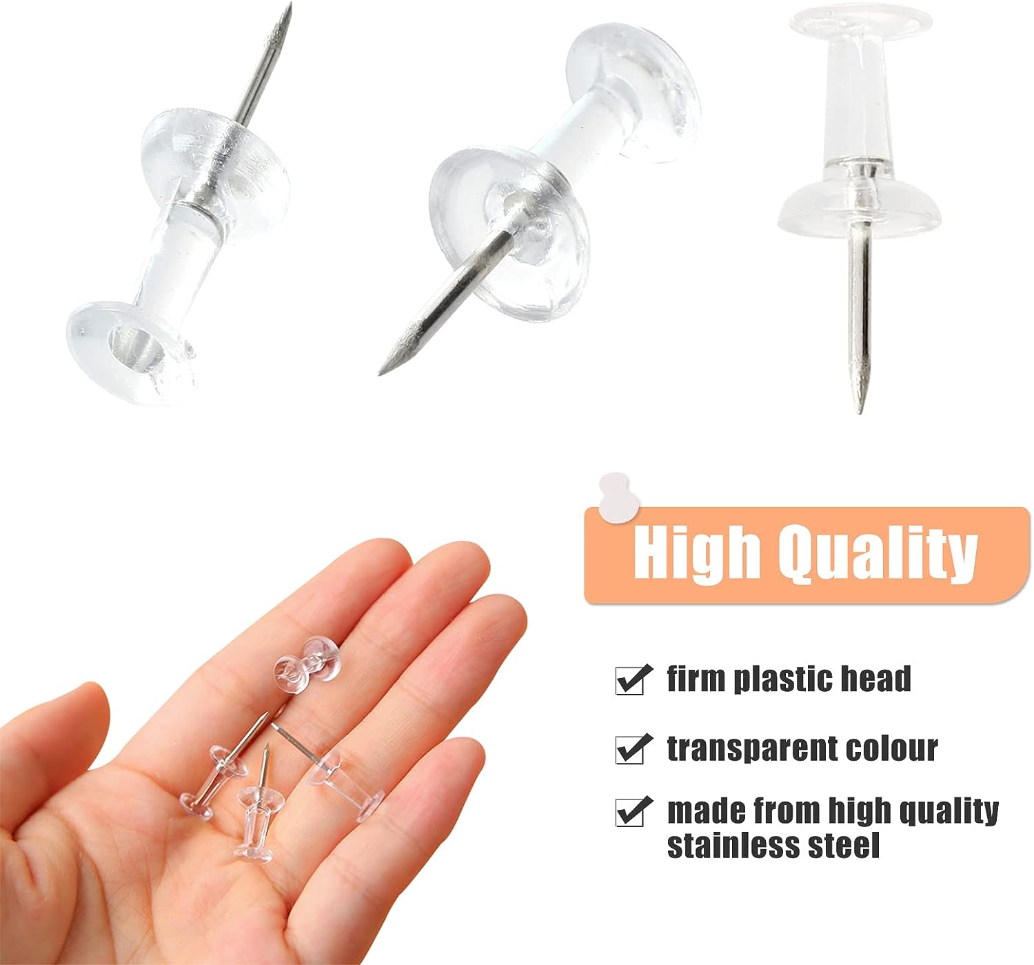 50/100Pcs Push Pins Transparen - Office Furniture Online 评论和价格