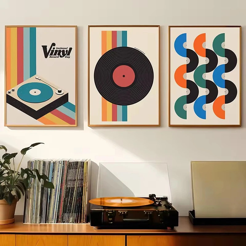 Mid Century Vinyl Record Canva - Office Furniture Equipment 评论和价格