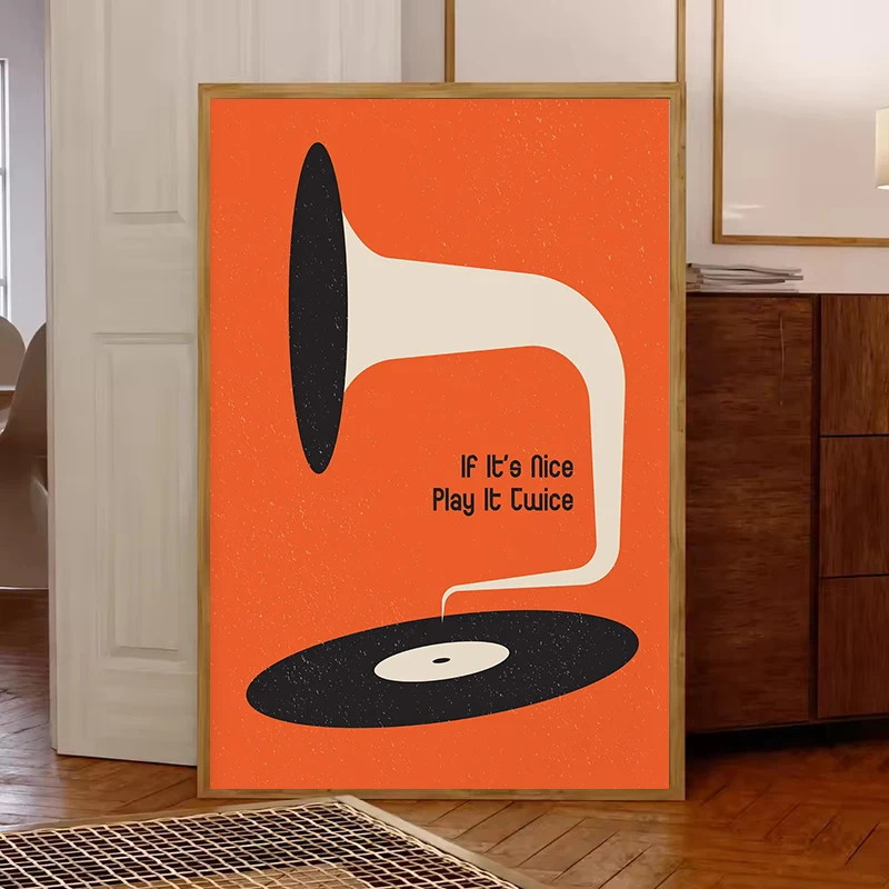 Mid Century Vinyl Record Canva - Office Furniture Equipment 评论和价格