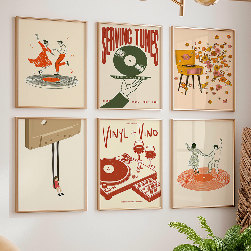 1pc Vintage Music Canvas Poste - Office Furniture Equipment 评论和价格