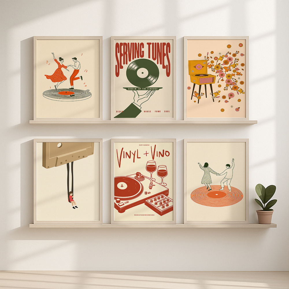 1pc Vintage Music Canvas Poste - Office Furniture Equipment 评论和价格