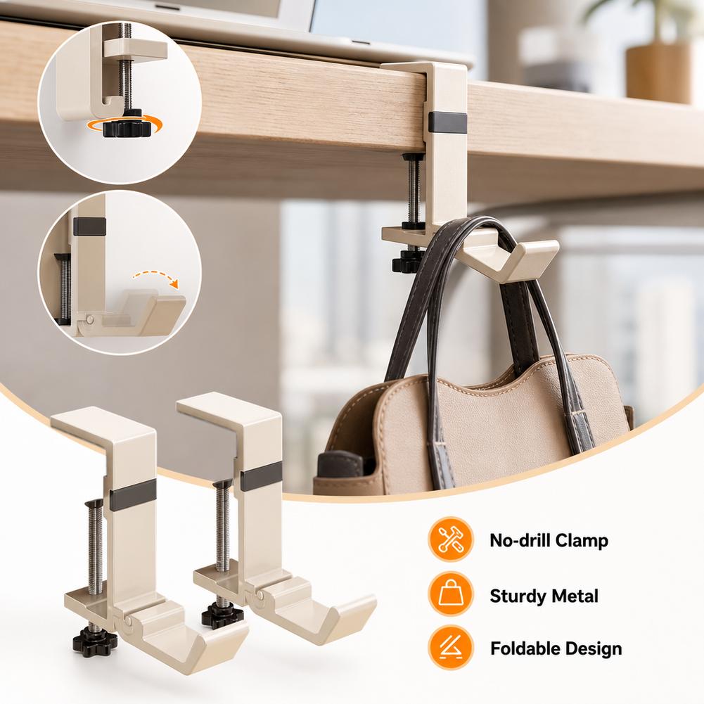 No Drill Foldable Desk Hook  C - Office Furniture Installation 评论和价格